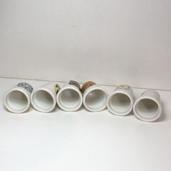 Lot of 6 Porcelain Cat Face Thimbles White Gold Rim SDJ-TG - Picture 9 of 10